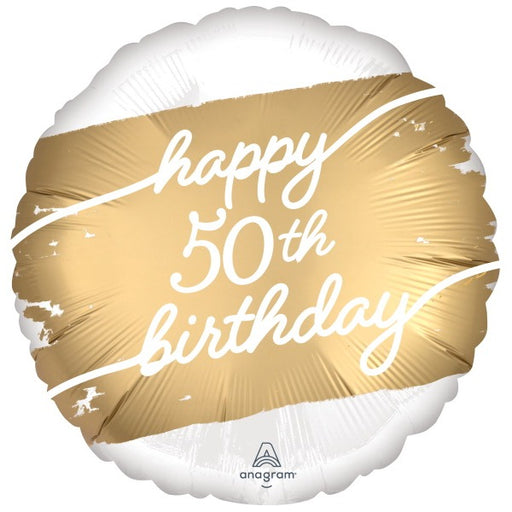 Golden Age 50 Satin Round Foil Balloon, 18 Inch