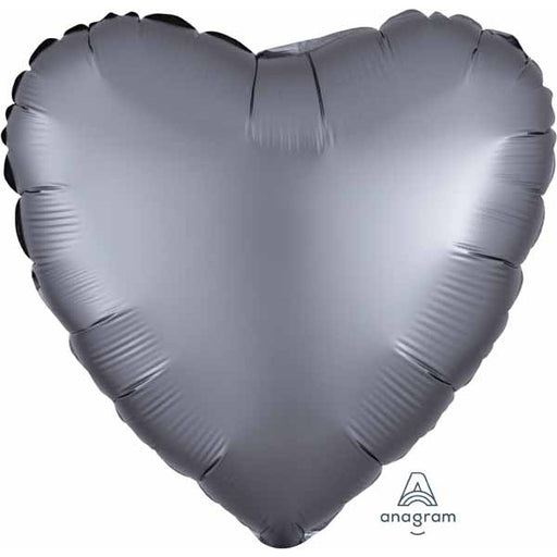 18" Graphite Satin Luxe Heart Foil Balloon