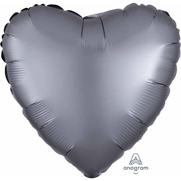 18" Graphite Satin Luxe Heart Foil Balloon