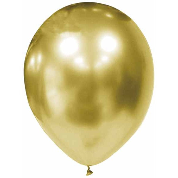 Trico 12" Chrome Gold Latex Balloons, 6 Pack
