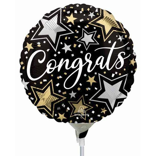 Congrats Stars 9-Inch Round Foil Balloon