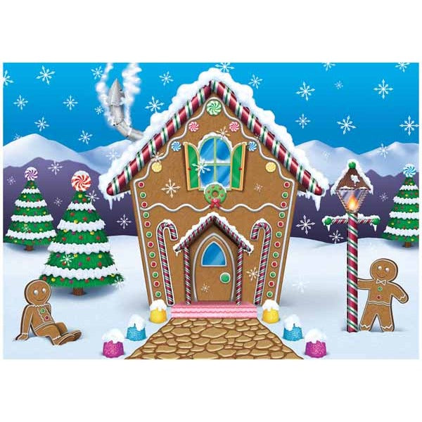 Gingerbread House Fabric Backdrop, 5 x 7 ft