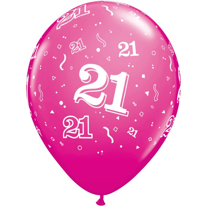 Number 21 All-Around Print 11-Inch Latex Balloons, 50 Pack
