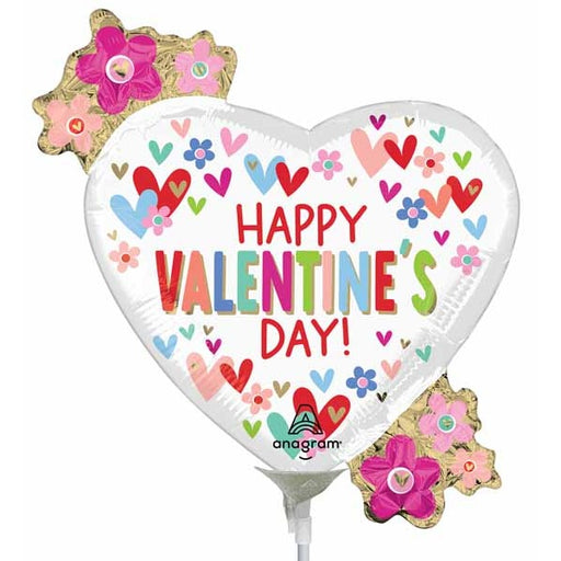 Happy Valentine's Day Hearts & Daisies Mini Foil Balloon