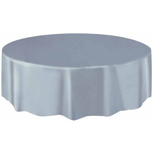 84" ROUND SILVER TABLECOVER 1PK