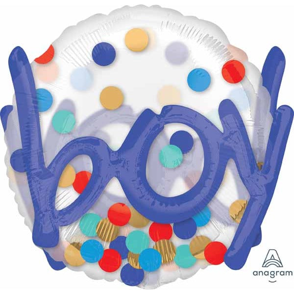 It's a Boy Confetti See-Through Foil Balloon