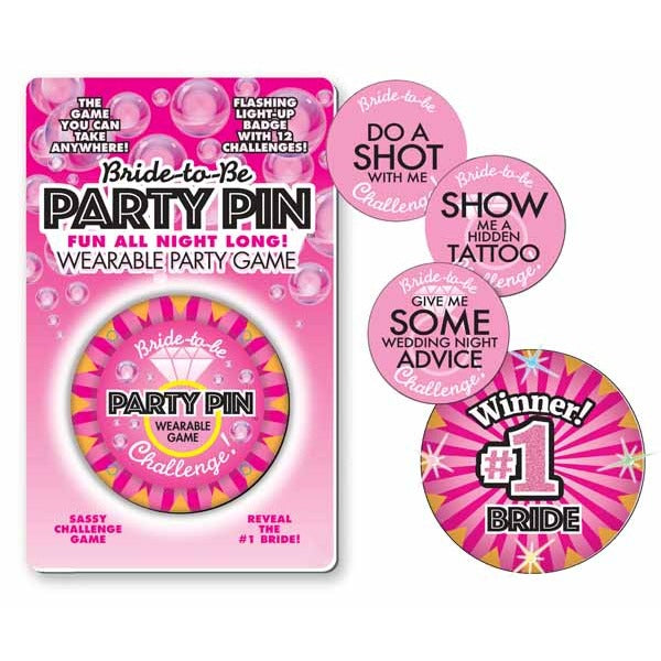 Little Genie Flashing Bride-to-Be Party Pin with 12 Challenges