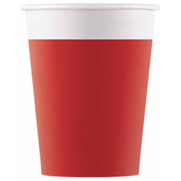 Solid Red 7 oz Paper Cups, 8 Pack