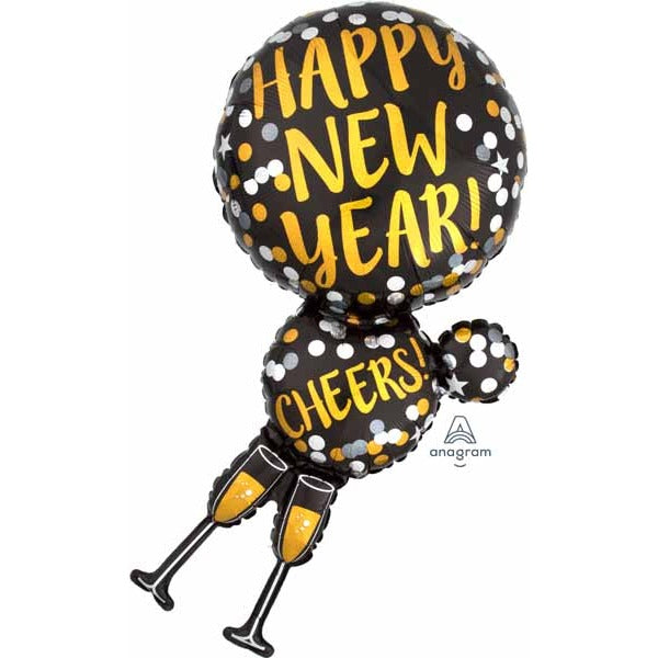 HNY CHAMPAGNE GLASS 36" HOLO SHP P45 PKG