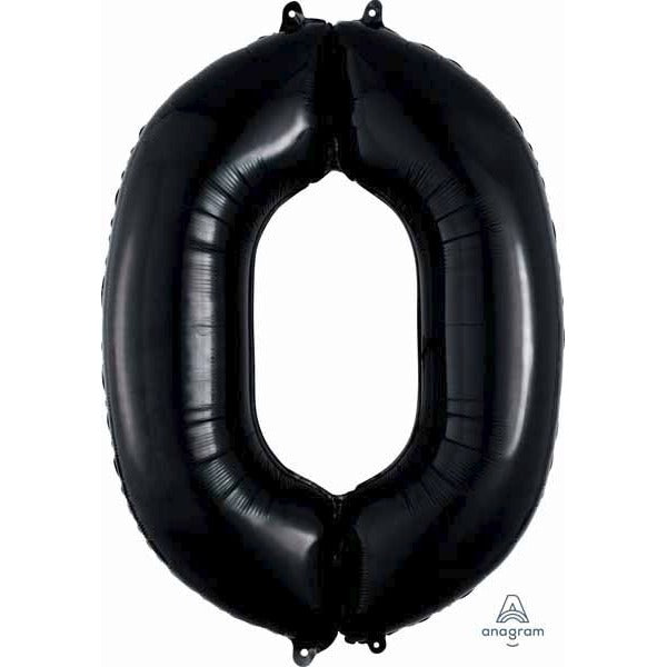 Black Number 0 Foil Balloon, 34 Inch