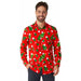 Suitmeister Men's Trees & Red Stars Christmas Shirt, Small