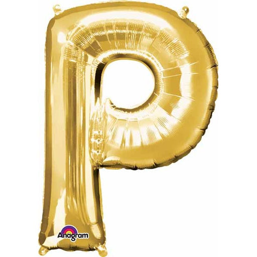 34-Inch Gold Letter P Foil Balloon