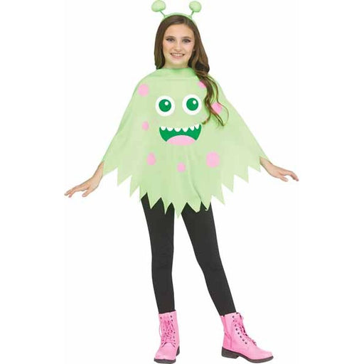 Costume de poncho monstre vert pour enfant