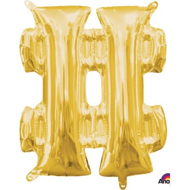 16-Inch Gold Hashtag Foil Balloon