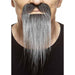 Long Straight Salt and Pepper Costume Moustache and Beard