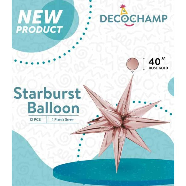 DecoChamp 40-Inch Rose Gold Starburst Foil Balloon