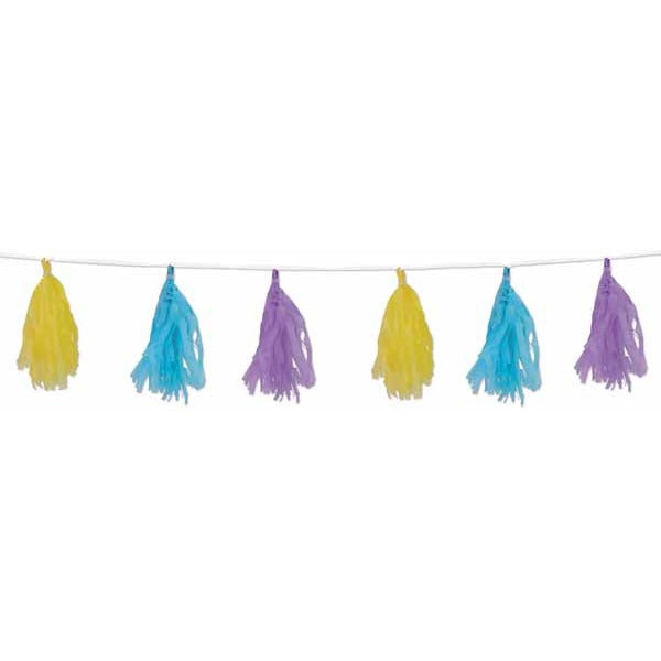 Pastel Tissue Tassel Garland, 8 ft