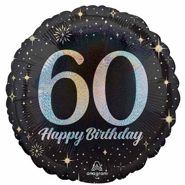 Sparkling 60th Birthday Round Foil Balloon, 18 Inch