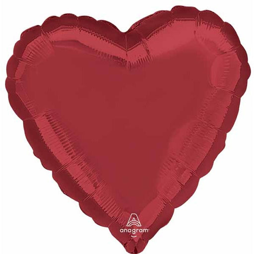 18-Inch Burgundy Heart Foil Balloon