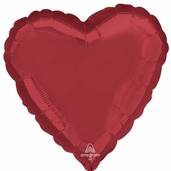 18-Inch Burgundy Heart Foil Balloon