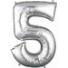 34 Inch Silver Number 5 Foil Balloon