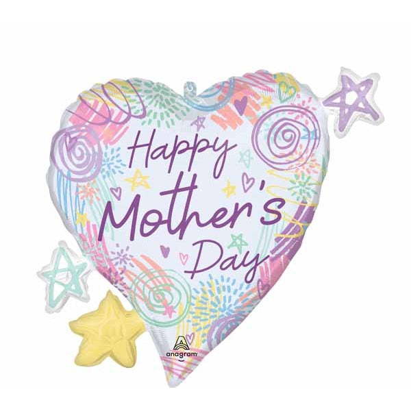 Sweet Scribbles Happy Mother's Day 25-Inch Foil Balloon