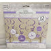 Lilac Foil Swirl Decorations, 12 Pack