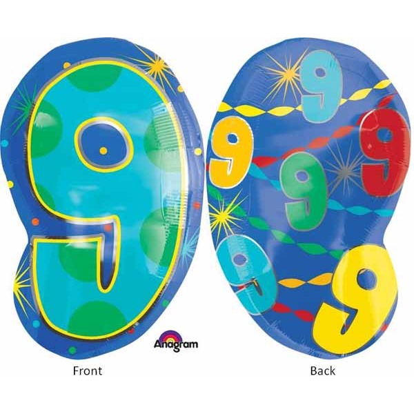 Number 9 Confetti Dots 18-Inch Shaped Balloon