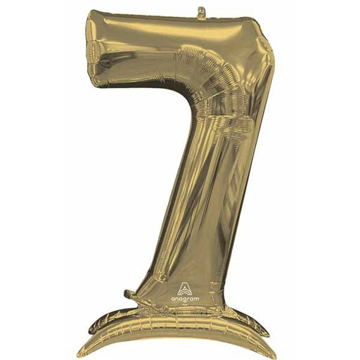 50-Inch White Gold Number 7 Stand-Up Balloon