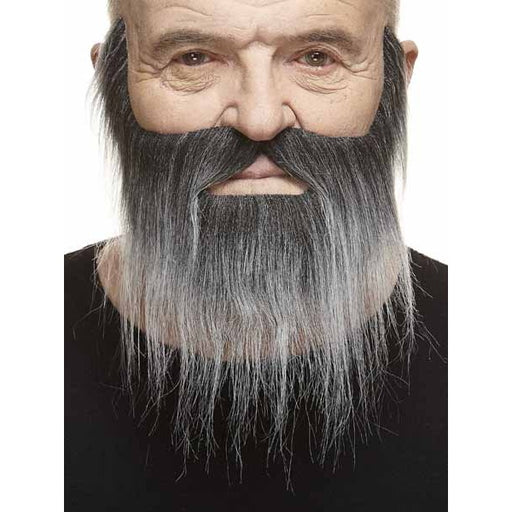Black and Grey Costume Moustache and Beard Set