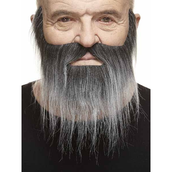 Black and Grey Costume Moustache and Beard Set