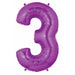 Megaloon Purple Number 3 Balloon, 40 Inch