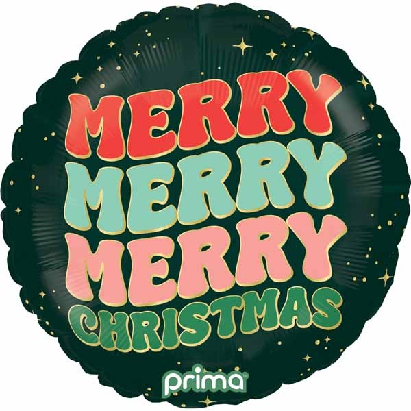 Prima Merry Merry Merry Christmas Foil Balloon, 18 Inch