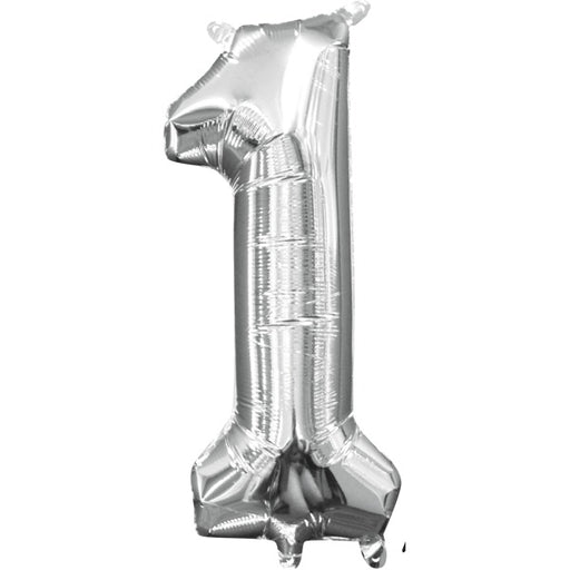Silver Number 1 Balloon, 16 Inch