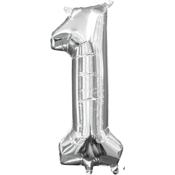 Silver Number 1 Balloon, 16 Inch