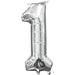 Silver Number 1 Balloon, 16 Inch