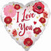 I Love You Satin Flowers 18" Heart Foil Balloon