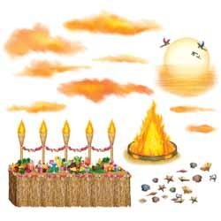Luau Sunset Scene Props, 29 Pieces