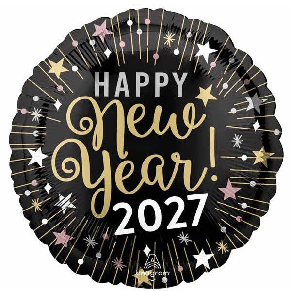 Happy New Year 2027 Round Foil Balloon, 18 Inch