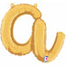 14" Gold Script Letter A Balloon
