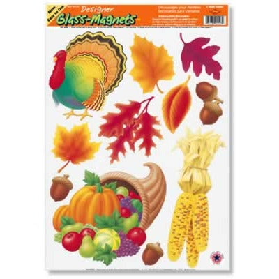 Assorted Thanksgiving Clings, 11 per Sheet