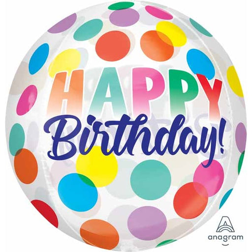 Happy Birthday Big Dots 16-Inch Orbz Foil Balloon