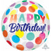 Happy Birthday Big Dots 16-Inch Orbz Foil Balloon