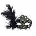 Black and Gold Gem Feather Masquerade Mask