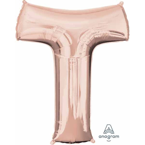 32-Inch Rose Gold Letter T Balloon