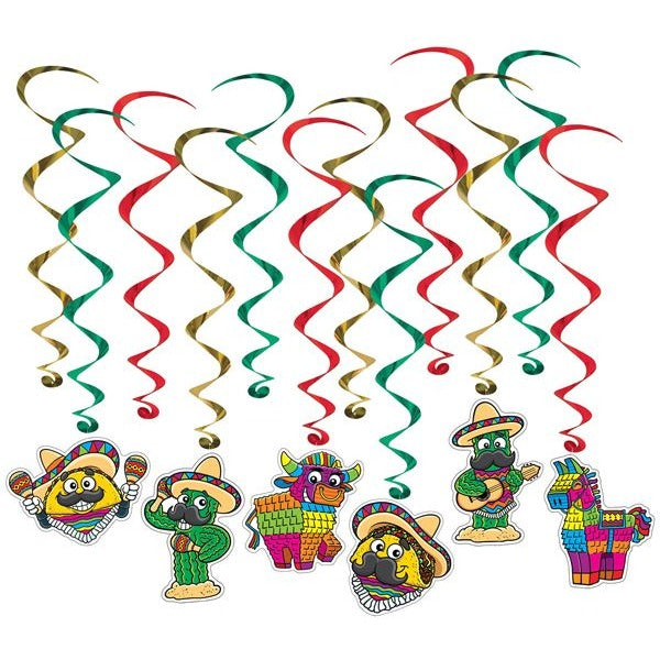 Fiesta Whirls Hanging Decorations, 12 Pack
