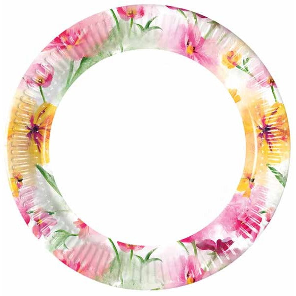Spring Flowers 7.6-Inch Paper Plates, 8-Pack