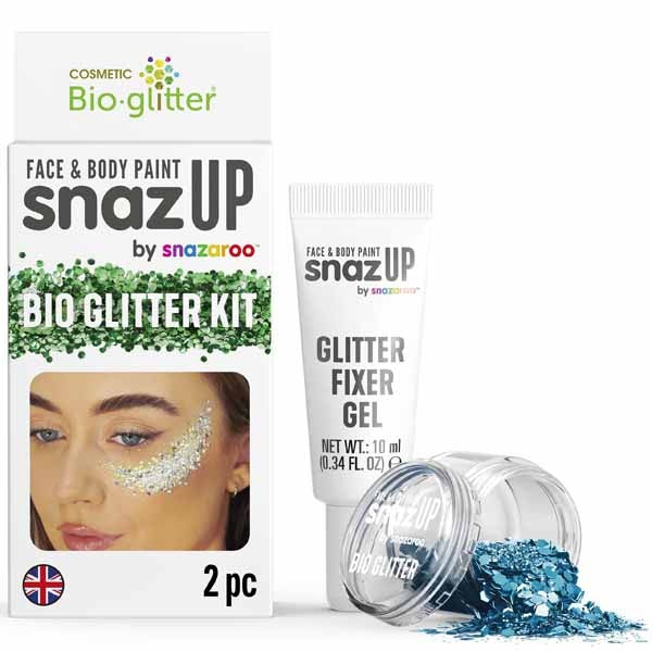 Snazaroo Sky Blue Bio Glitter Kit with Fixer Gel