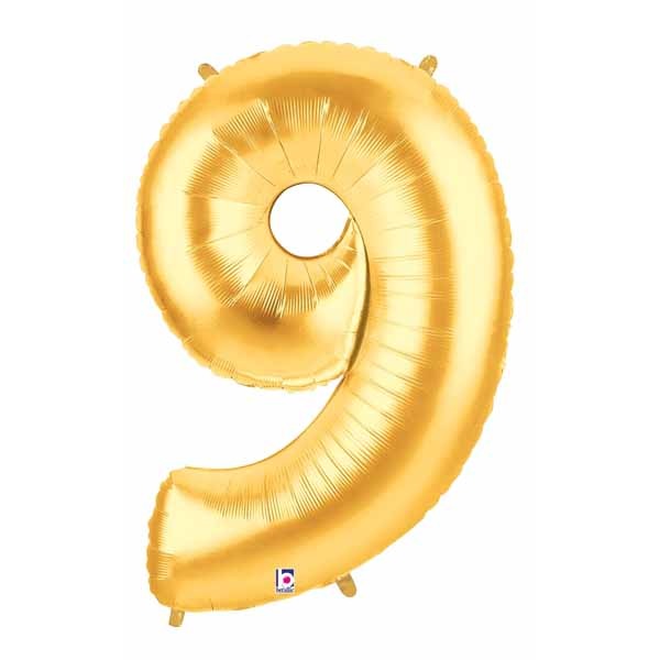 Megaloon Gold Number 9 Balloon, 34 Inch