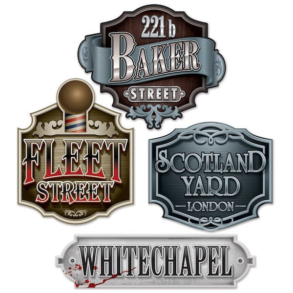 Sherlock Holmes Sign Cutouts, 4 Count